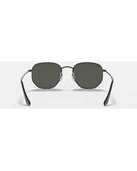 Ray-Ban - Occhiali Da Sole Polarizzati Di Forma Esagonale Irregolare Piatta Neri Con Lenti Verdi - Lyst