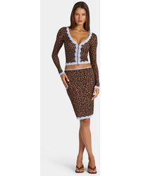 Oh Polly - Modal Mid Rise Lace Trim Midi Skirt Co-ord - Lyst