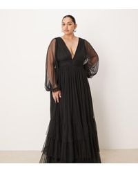 Lace & Beads Plus - Bridesmaid Madison Long Sleeve Maxi Dress - Lyst