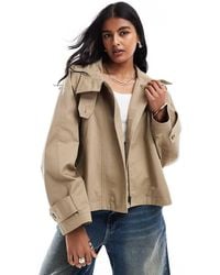 ASOS - Cropped Cape Detail Trench Coat - Lyst