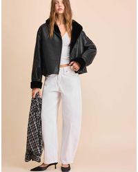 Stradivarius - Veste à effet cuir double face à col châle e - Lyst