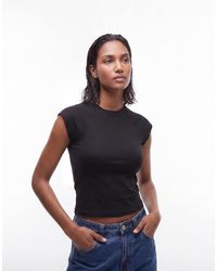 & Other Stories - Jersey Slim Fit Crew Neck Top With Cap Sleeves - Lyst
