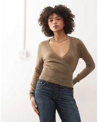 Motel - Nilza Wrap Knit Long Sleeve Top - Lyst