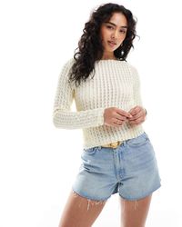 ONLY - Boatneck Textured Crop Top - Lyst