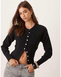 Gina Tricot - Long Sleeve Fitted Fine Knit Cardigan - Lyst