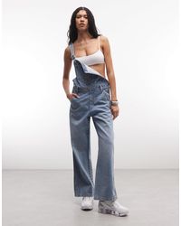 Monki - Combinaison salopette large en jean style années 90 - clair délavé - Lyst