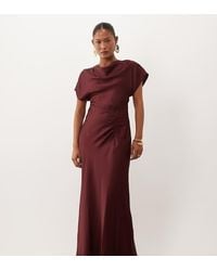 Forever New - Satin High Cowl Neck Tuck Side Detail Bias Maxi Dress - Lyst
