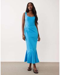 ASOS - Scoop Neck Fishtail Godet Midi Sundress - Lyst