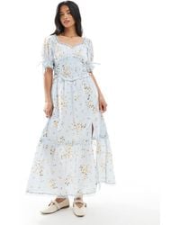 Miss Selfridge - Printed Milkmaid Maxi Dress - Lyst