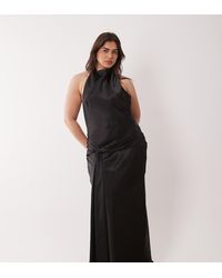 Forever New - Halter Satin Maxi Dress With Knot Front Detail - Lyst