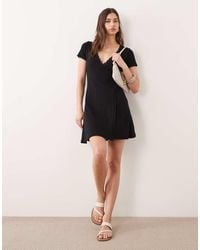 Miss Selfridge - Pointelle Lace Trim Wrap Dress - Lyst