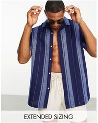 ASOS - Relaxed Revere Textured Stripe Shirt - Lyst