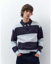 Pull&Bear - Poloshirt Met Lange Mouwen En Panelen - Lyst