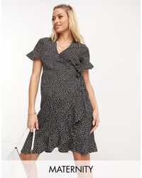 Vero Moda - Vero Moda - Zwangerschapskleding - Mini-jurk Met Overslag En Stippenprint - Lyst