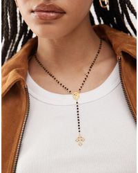 En Route - 18k Plated Beaded Lariat Necklace With Cross Pendant - Lyst