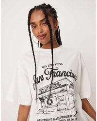 ASOS - T-Shirt Color Crema Oversize Con Grafica "San Francisco" - Lyst