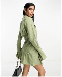 ASOS - Utility Mini Shirt Dress With Nipped - Lyst
