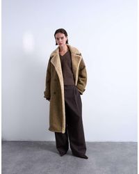 TOPSHOP - Formal Longline Shearling Coat - Lyst