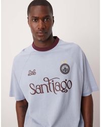 ASOS - Camiseta Azul Claro De Corte Cuadrado Extragrande Con Estampado Gráfico De Ciudad De - Lyst