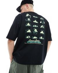 Only & Sons - T-shirt oversize nera con stampa di montagne piccole sul retro - Lyst