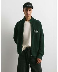 Pull&Bear - Embroidered Zip Cardigan - Lyst