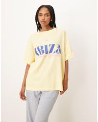 ASOS - T-Shirt Oversize Testurizzata Gialla Con Stampa "Ibiza" - Lyst