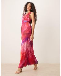 Hope & Ivy - Vestito Lungo Stampato Con Scollo A V E Allacciatura Sul Retro - Lyst