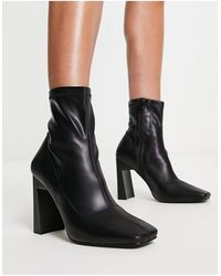 Public Desire - True - stivaletti alla caviglia neri con tacco e punta squadrata - Lyst