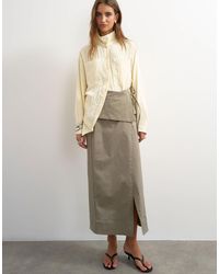 TOPSHOP - Twill Wrap Tie Detail Maxi Skirt - Lyst