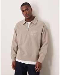 Calvin Klein - Collared Knit 1/4 Zip Logo - Lyst