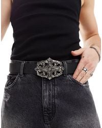 ASOS - Faux Leather Belt With Statement Gothic Buckle - Lyst