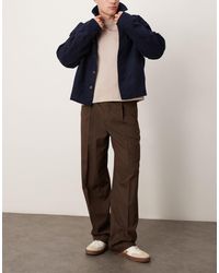ASOS - Pantalon large habillé à motif pied-de-poule - neutre - Lyst