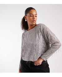 ONLY - Sequin Detail Crop Top - Lyst