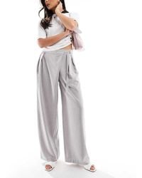 Bershka - High Waisted Tie Detail Wide Leg Tailored Trousers - Lyst