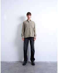 TOPMAN - Long Sleeve Relaxed Grid Check Shirt - Lyst