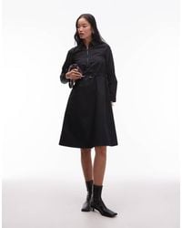 ARKET - Cotton Rich Long Sleeve Mini Shirt Dress With Cinch Waist Detail - Lyst