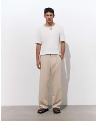 Pull&Bear - Pantalon habillé large - beige - Lyst