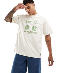 Pull&Bear - T-shirt écru con stampa botanica sulla schiena - Lyst