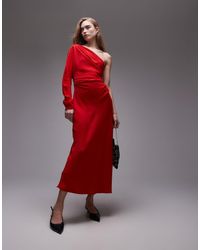 Mango - Long Sleeve One Shoulder Maxi Dress - Lyst