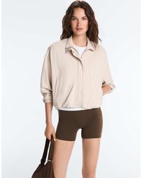 Oysho - Striped Jacket With Puffed Hem - Lyst