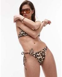 Mango - Tie Side Leopard Print Bikini Bottom - Lyst