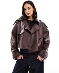 ASOS - Leather Look Bomber Trench Coat - Lyst