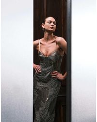 ASOS - Oversized Floral Embellished Sequin Maxi Dress With Bust Cup Detail - Lyst