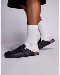 ASOS - Sandali Stile Zoccolo Sabot Neri Effetto Martellato Con Suola - Lyst