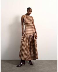TOPSHOP - Tolu Coker X Check Open Back Midi Dress - Lyst
