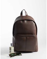 asos design backpack in grain faux leather Parker - Built-In Zippered Laptop Sleeve - With Adjustable Shoulder Straps - Black Onyx adjustable shoulder straps ASOS Faux Leather Monogram Backpack