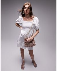 TOPSHOP - Shirred Textured Mini Dress - Lyst