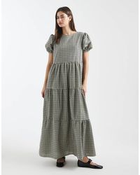 Daisy Street - Chuck On Smock Tiered Dress With Puff Sleeves - Lyst