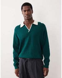 ASOS - Relaxed Knitted Long Sleeve Notch Neck Polo - Lyst