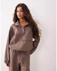 ASOS - Sweatshirt Met Extreem Opstaande Boord, Halve Rits En Interlock-Naden - Lyst